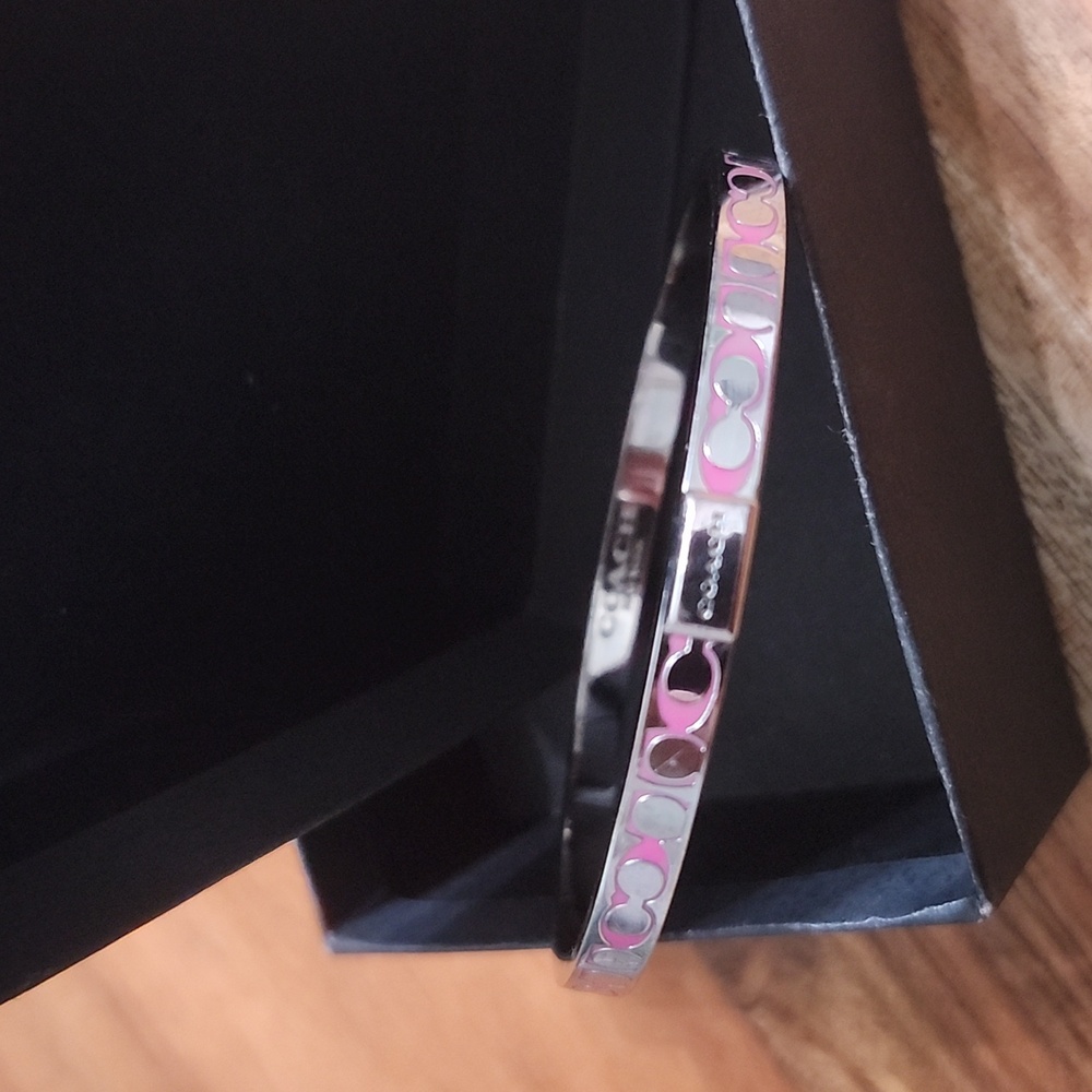 Coach Pink Signature Enamel Bangle Bracelet - Picture 6 of 8